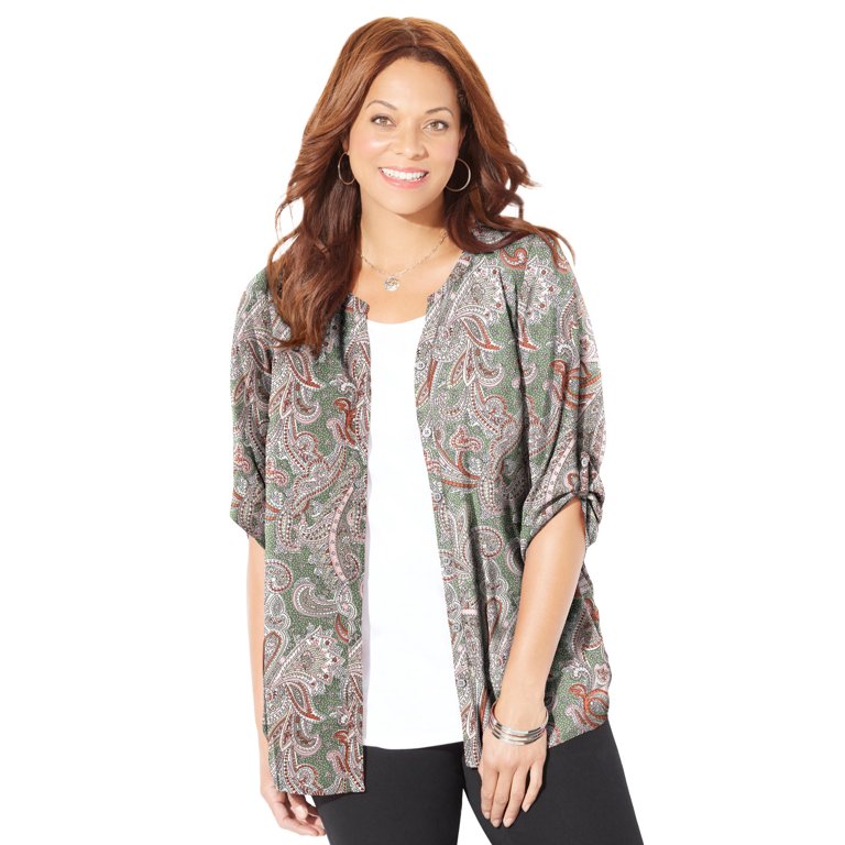 Catherines Women's Plus Size Breezeway Georgette Blouse - 0x, Navy