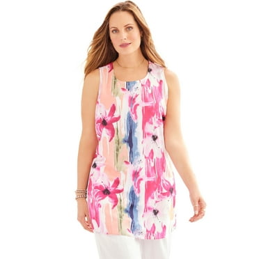 Catherines Women's Plus Size Breezeway Georgette High-Low Tunic Tank