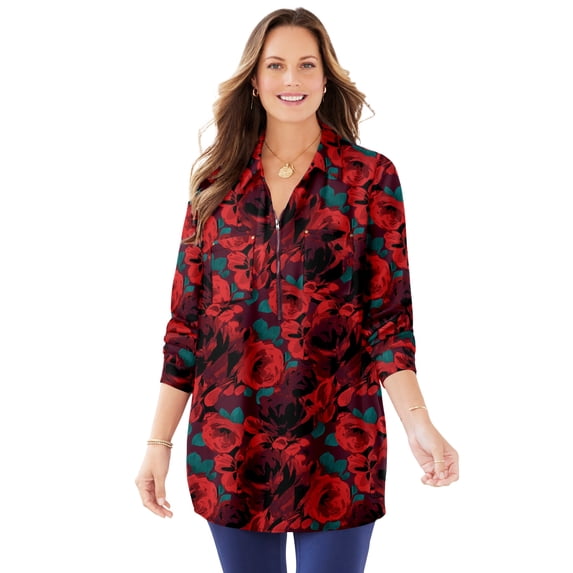 Catherines Women's Plus Size Breezeway Half-Zip Tunic