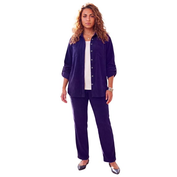 Catherines Women's Plus Size Brushed Rib Cozy Buttonfront Tunic