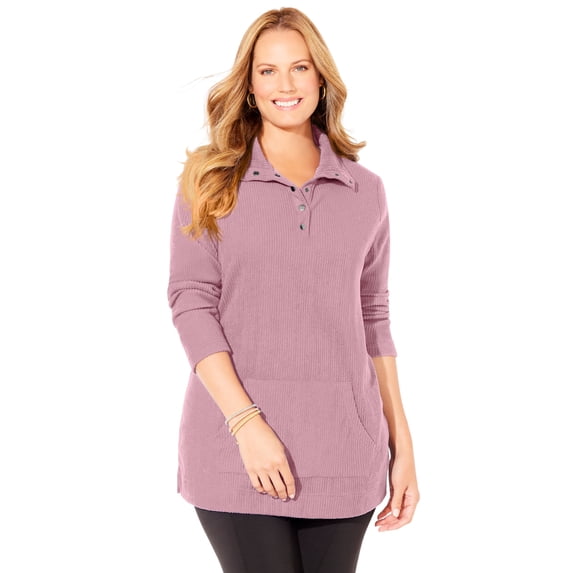 Catherines Women's Plus Size Brushed Rib Cozy Top