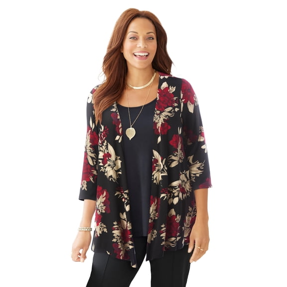 Catherines Women's Plus Size Cardigan And Tank One Piece Top
