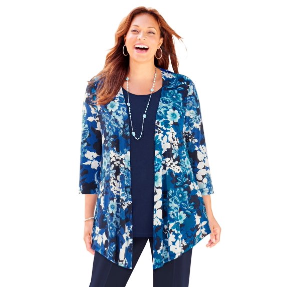 Catherines Women's Plus Size Cardigan And Tank One Piece Top