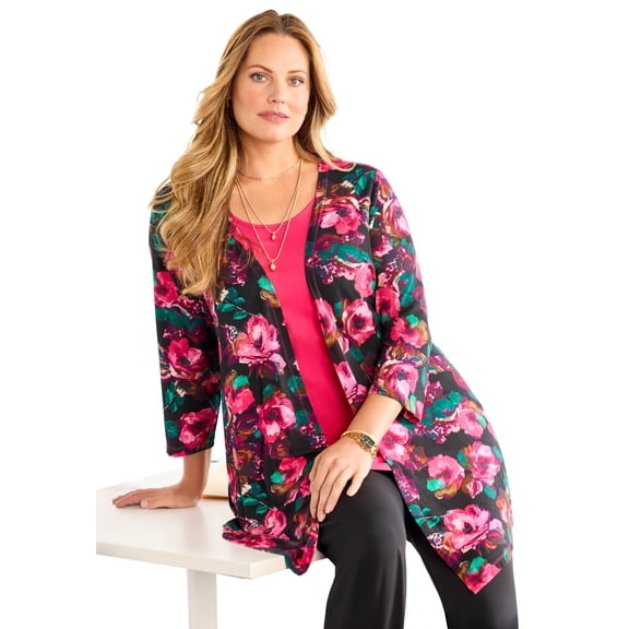 Catherines Women's Plus Size Cardigan And Tank One Piece Top