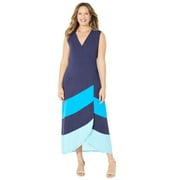 Catherines Women's Plus Size Cascading Stripe Maxi Dress