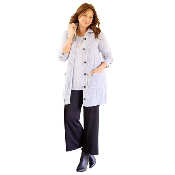 Catherines Women's Plus Size Cashmiracle; Buttonfront Cable Cardigan