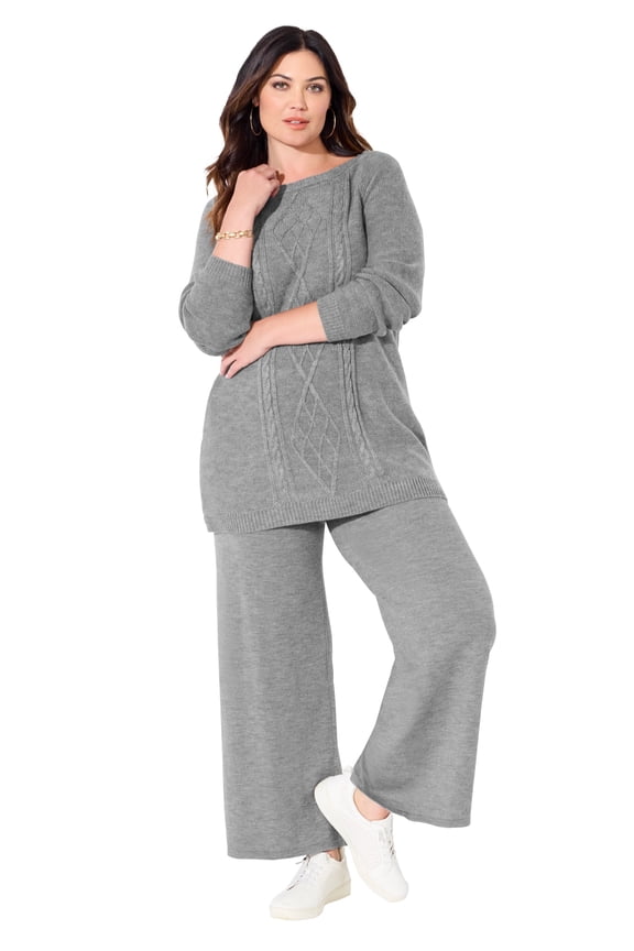 Women's Plus Size Cashmiracle; Cable Sweater