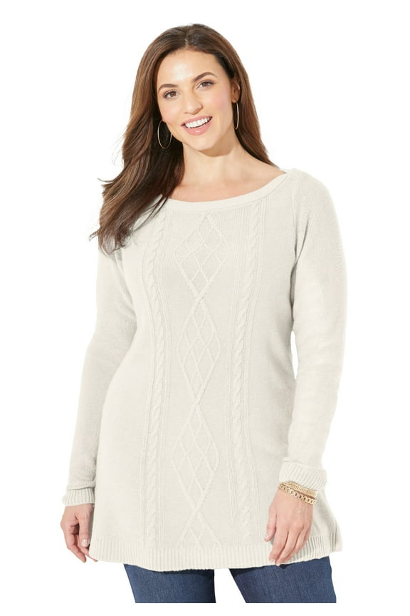 Women's Plus Size Cashmiracle; Cable Sweater
