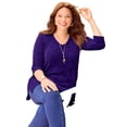 thumbnail image 1 of Catherines Women's Plus Size Chenille Pointelle V-Neck Pullover, 1 of 2