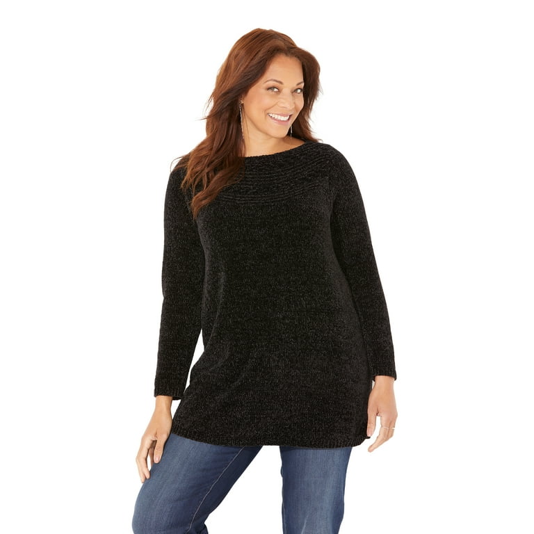 Catherines Women's Plus Size Chenille Pullover Tunic Sweater 