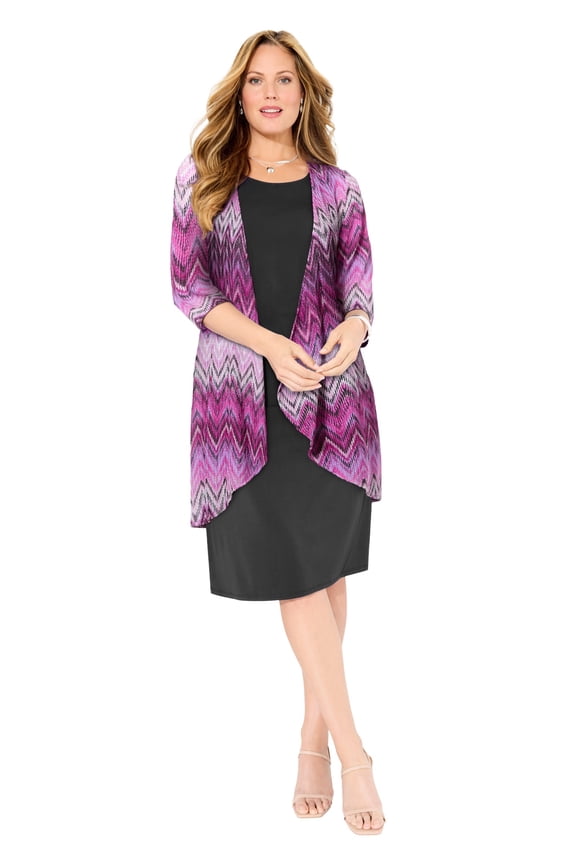 Women's Plus Size Chevron Shadow Jacket Dress