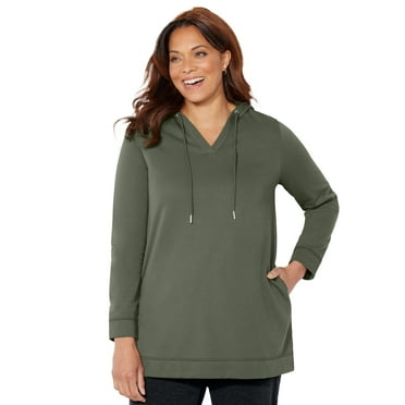 Catherines Women's Plus Size Cloud Knit French Terry Classic Hoodie Tunic