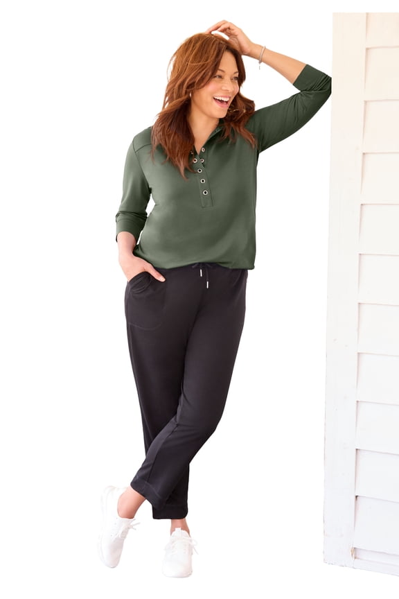 Women's Plus Size Cloud Knit French Terry Collared Tunic