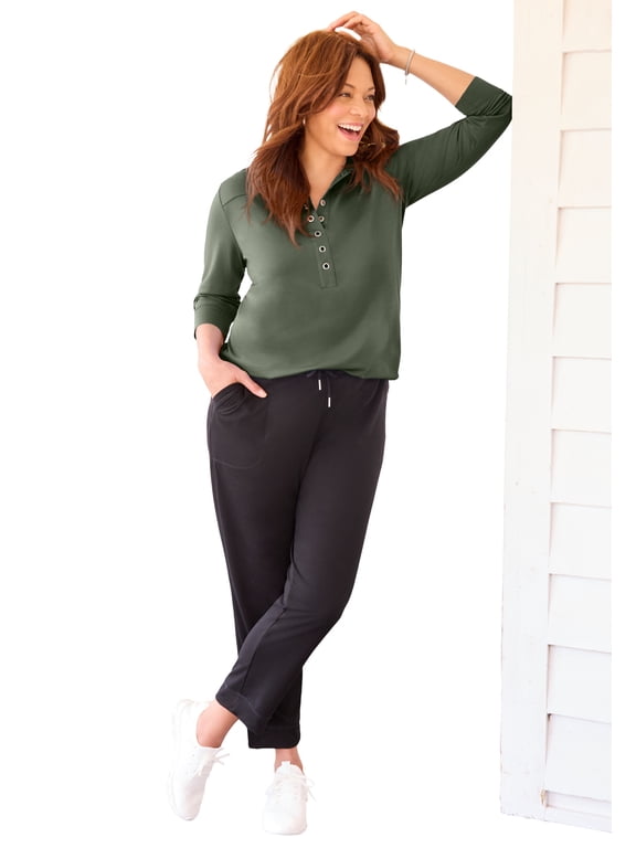 Women's Plus Size Cloud Knit French Terry Collared Tunic