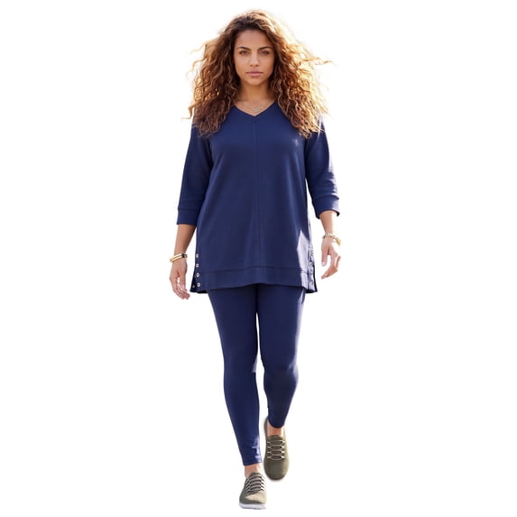 Catherines Women's Plus Size Cloud Knit Ribbed V-Neck Tunic