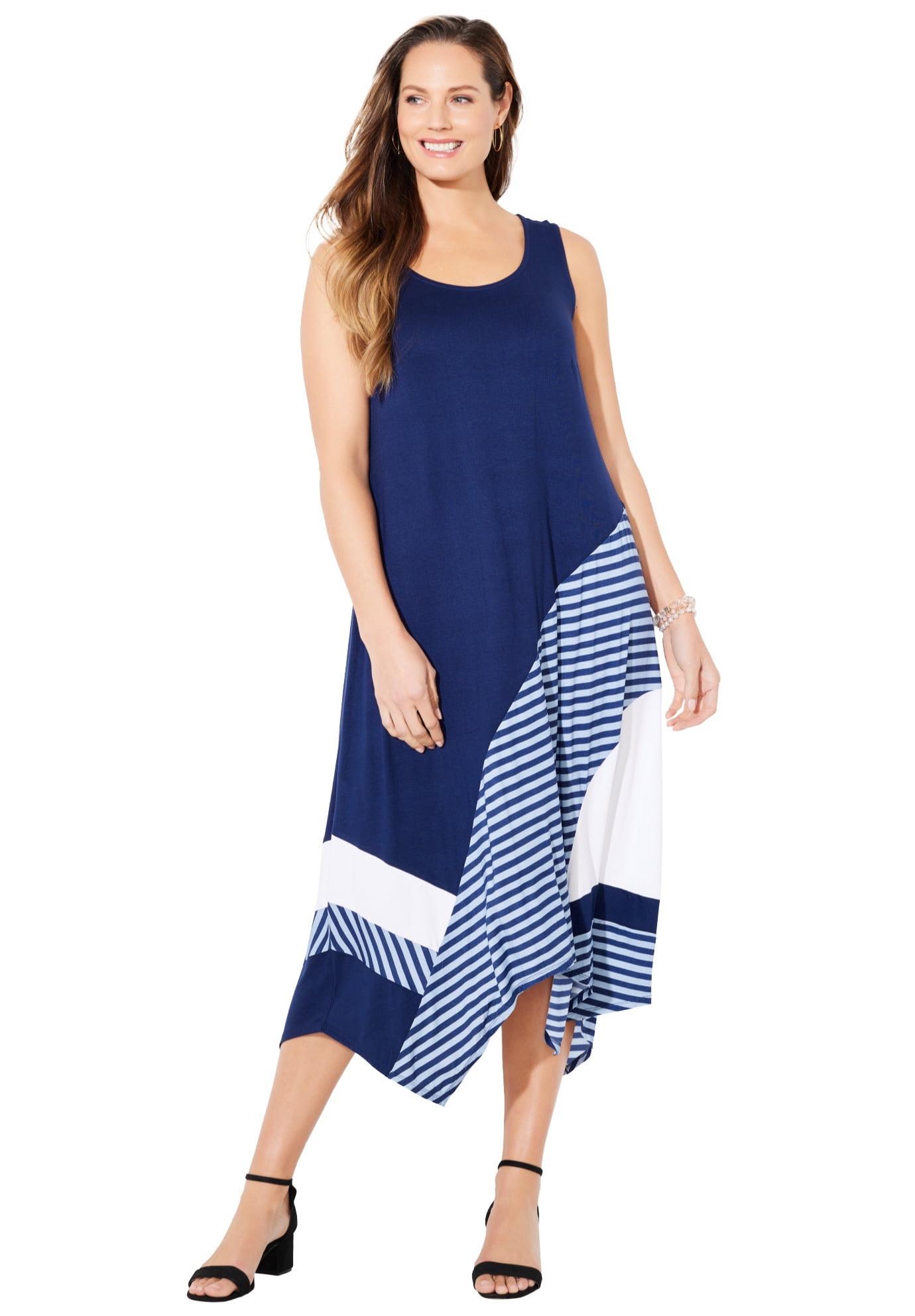 Women's Plus Size Parade Dip-Dye A-Line Dress With Pockets - Comfort Stretch Casual Day-to-Night Dress