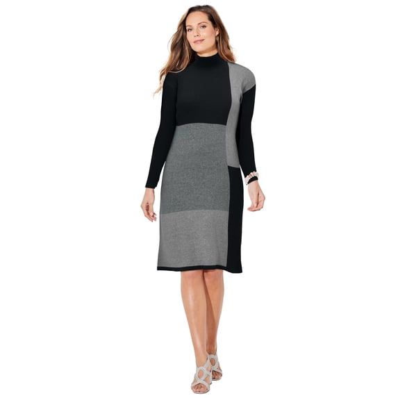 Catherines Women's Plus Size Colorblock Sweater Dress