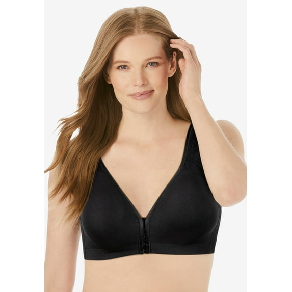 Catherines Women's Plus Size Cotton Comfort Front-Close No-Wire Bra