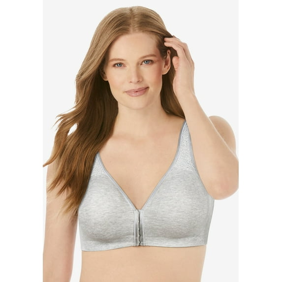 Catherines Women's Plus Size Cotton Comfort Front-Close No-Wire Bra
