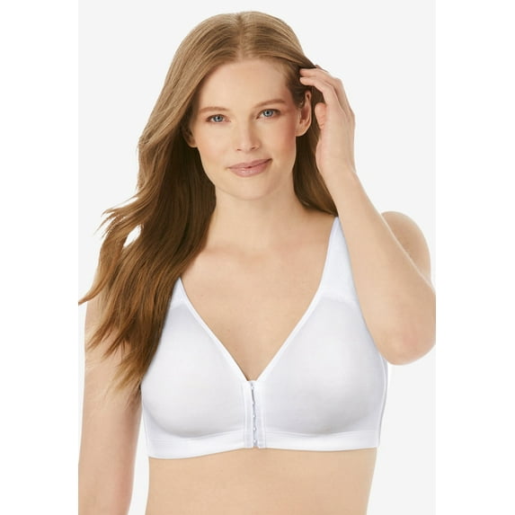 Catherines Women's Plus Size Cotton Comfort Front-Close No-Wire Bra