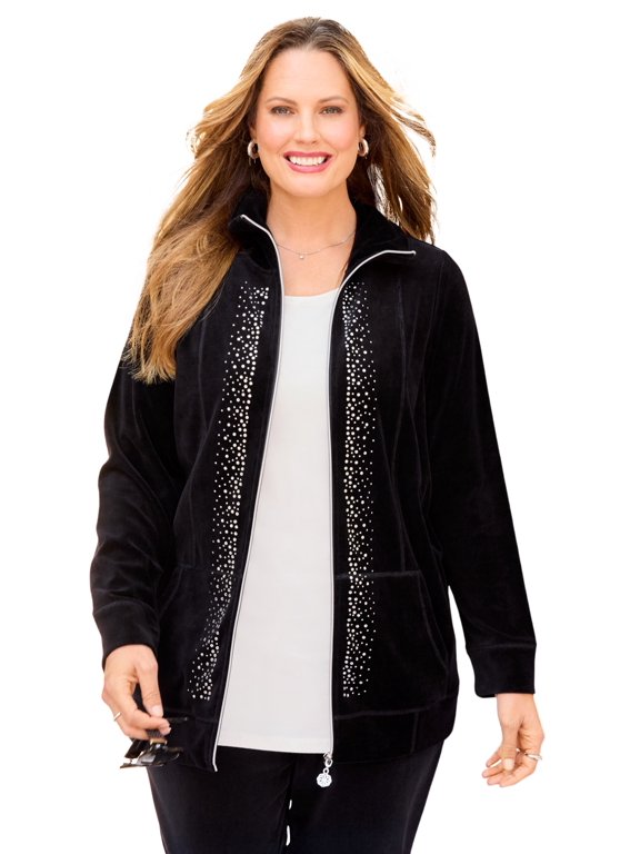 Women's Plus Size Cozy Velour Jacket