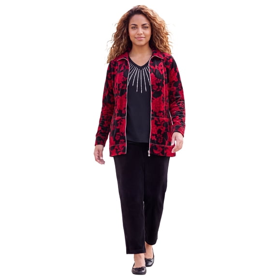 Catherines Women's Plus Size Cozy Velour Jacket