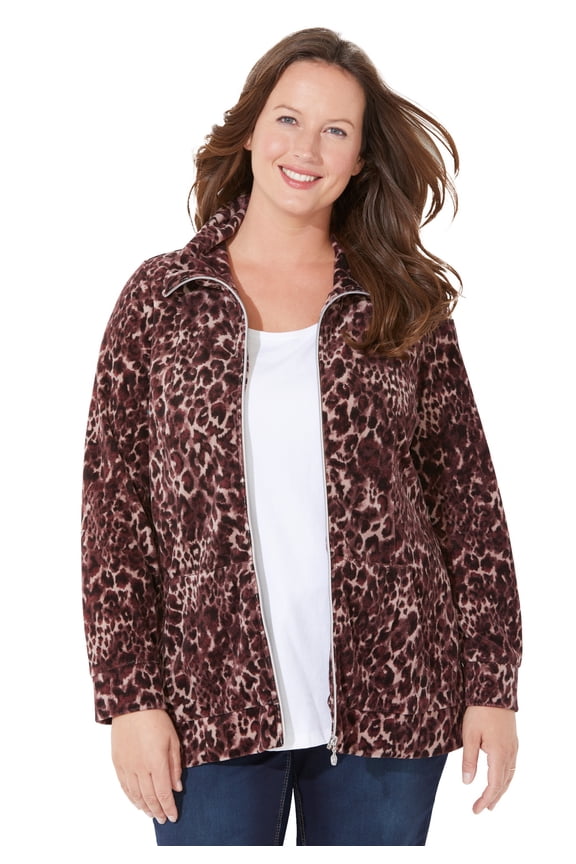 Women's Plus Size Cozy Velour Jacket