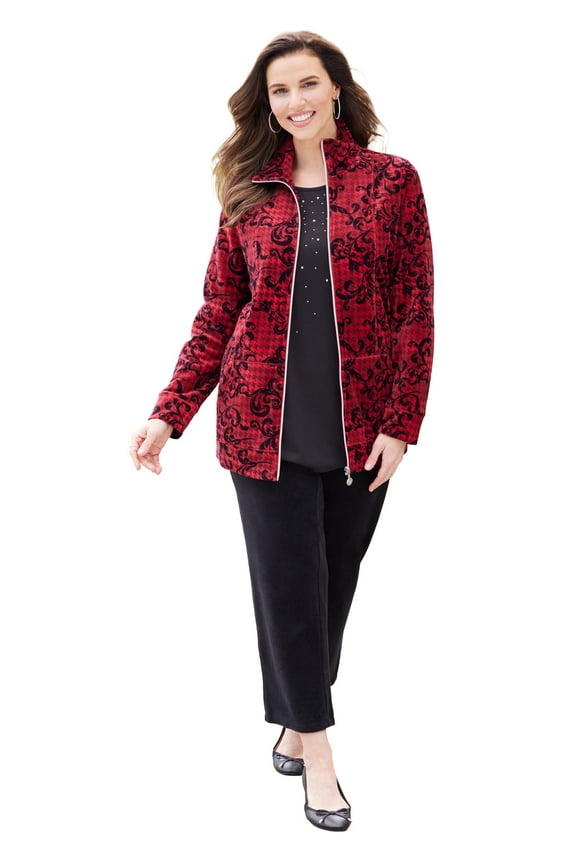 Women's Plus Size Cozy Velour Jacket