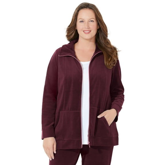 Catherines Women's Plus Size Cozy Velour Jacket