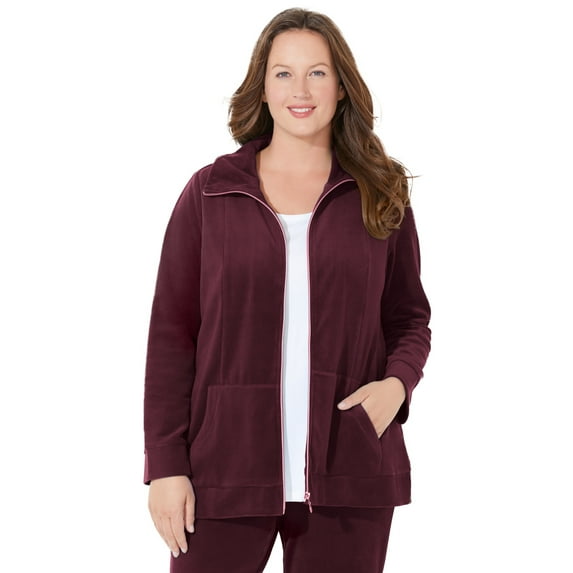 Catherines Women's Plus Size Cozy Velour Jacket