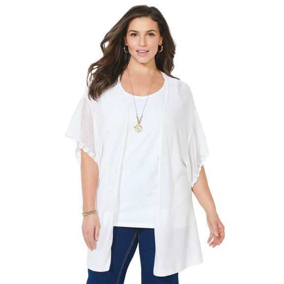 Catherines Women's Plus Size Crochet Cardigan