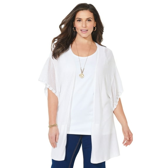 Catherines Women's Plus Size Crochet Cardigan