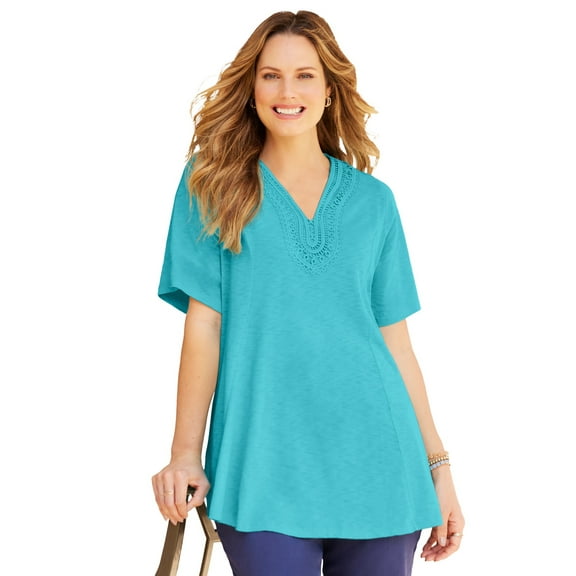 Catherines Women's Plus Size Crochet Swing Tunic