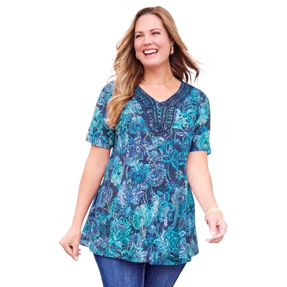 Catherines Women's Plus Size Crochet Swing Tunic