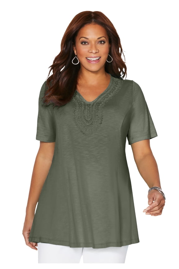 Women's Plus Size Crochet Swing Tunic