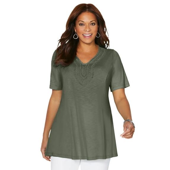 Catherines Women's Plus Size Crochet Swing Tunic