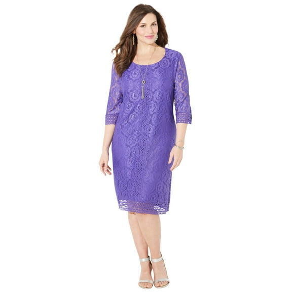 Catherines Women's Plus Size Crochet Trim Shift Dress