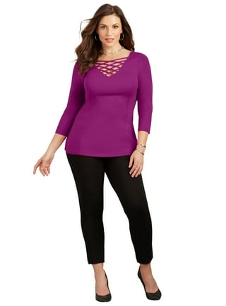 Catherines Women's Plus Size Curvy Collection French Twist Top 