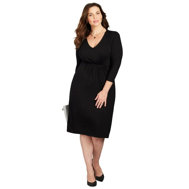 Catherines Women's Plus Size Curvy Collection Drape Front Dress