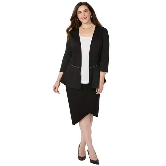 Catherines Women's Plus Size Curvy Collection Ponte Knit Peplum Blazer