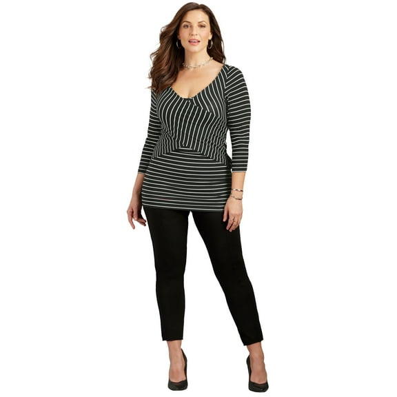 Catherines Women's Plus Size Curvy Collection Wrap Front Top