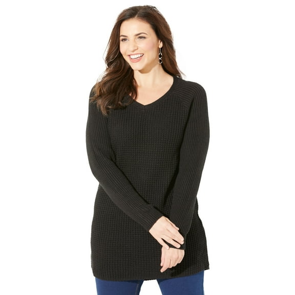 Catherines Women's Plus Size Daydream Waffle Knit Pullover