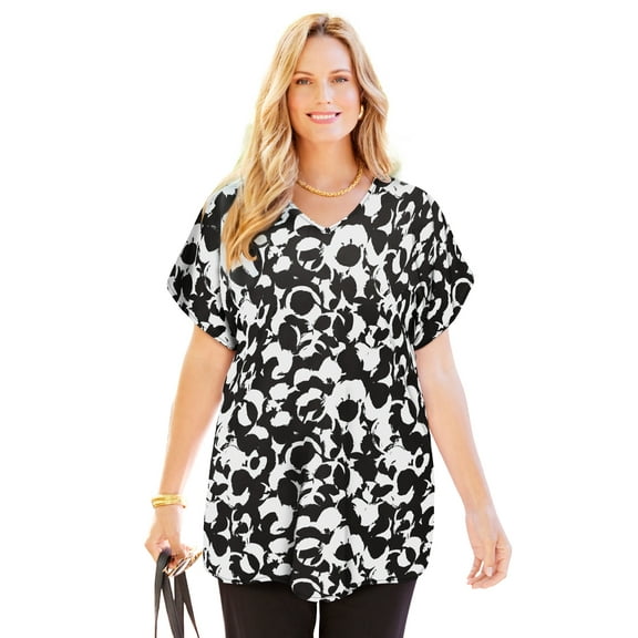 Catherines Women's Plus Size Dolman Sleeve Georgette Top