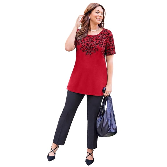 Catherines Women's Plus Size Dolman Sleeve Printed Tunic