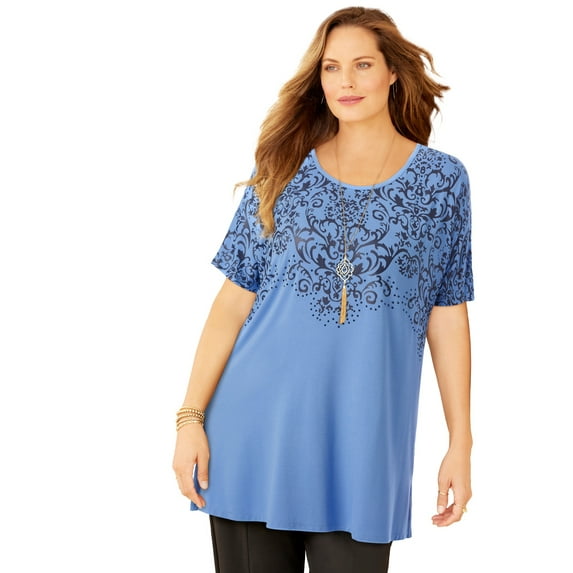 Catherines Women's Plus Size Dolman Sleeve Printed Tunic