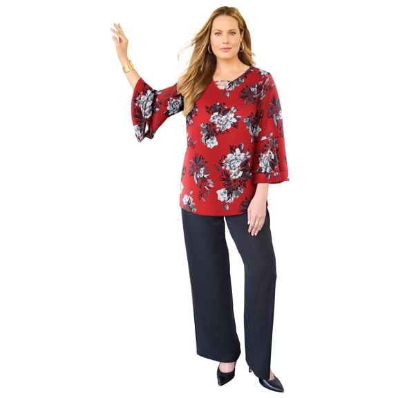 Catherines Women's Plus Size Dream Drape Bell Sleeve Top