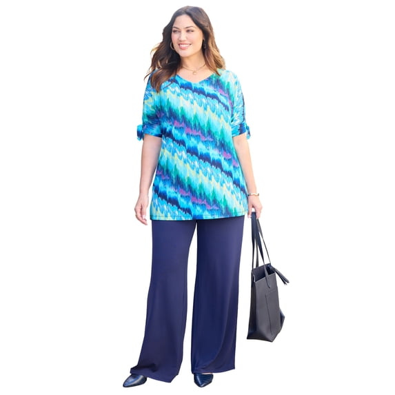 Catherines Women's Plus Size Dream Drape Tie-Sleeve Dolman Top