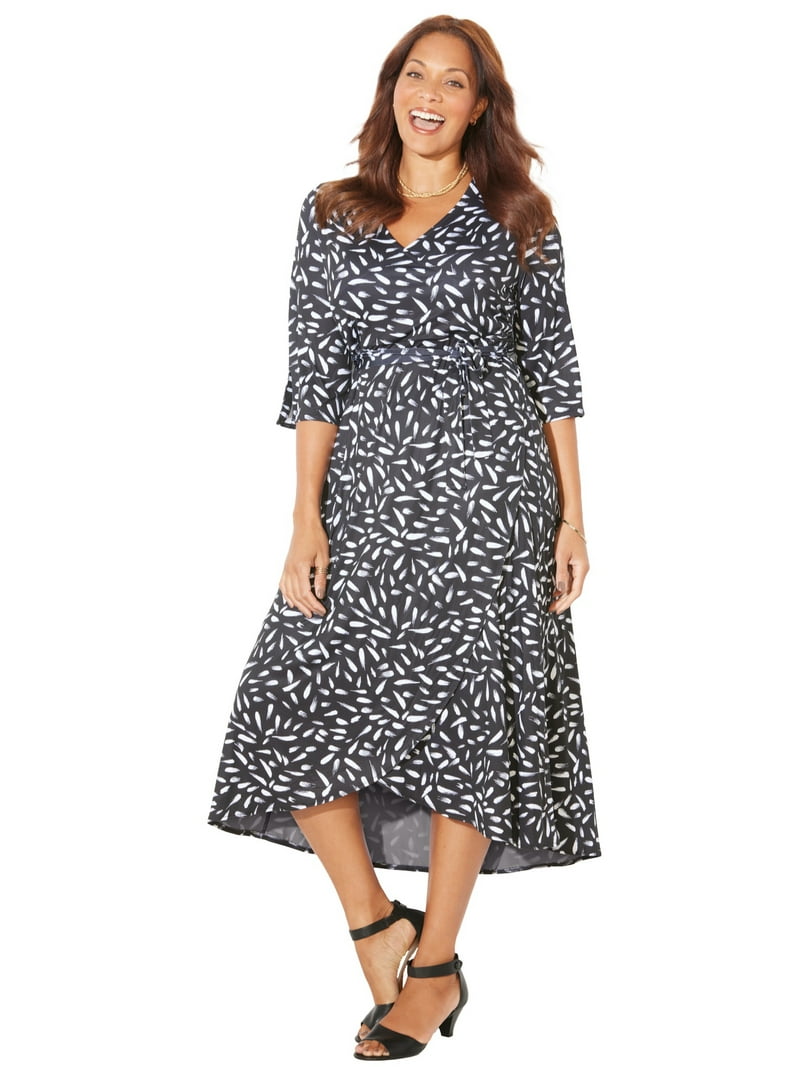 Catherines Women's Plus Size Easy Faux Wrap Dress