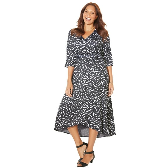 Catherines Women's Plus Size Easy Faux Wrap Dress