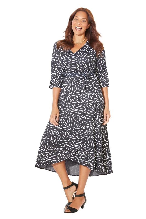 Women's Plus Size Easy Faux Wrap Dress